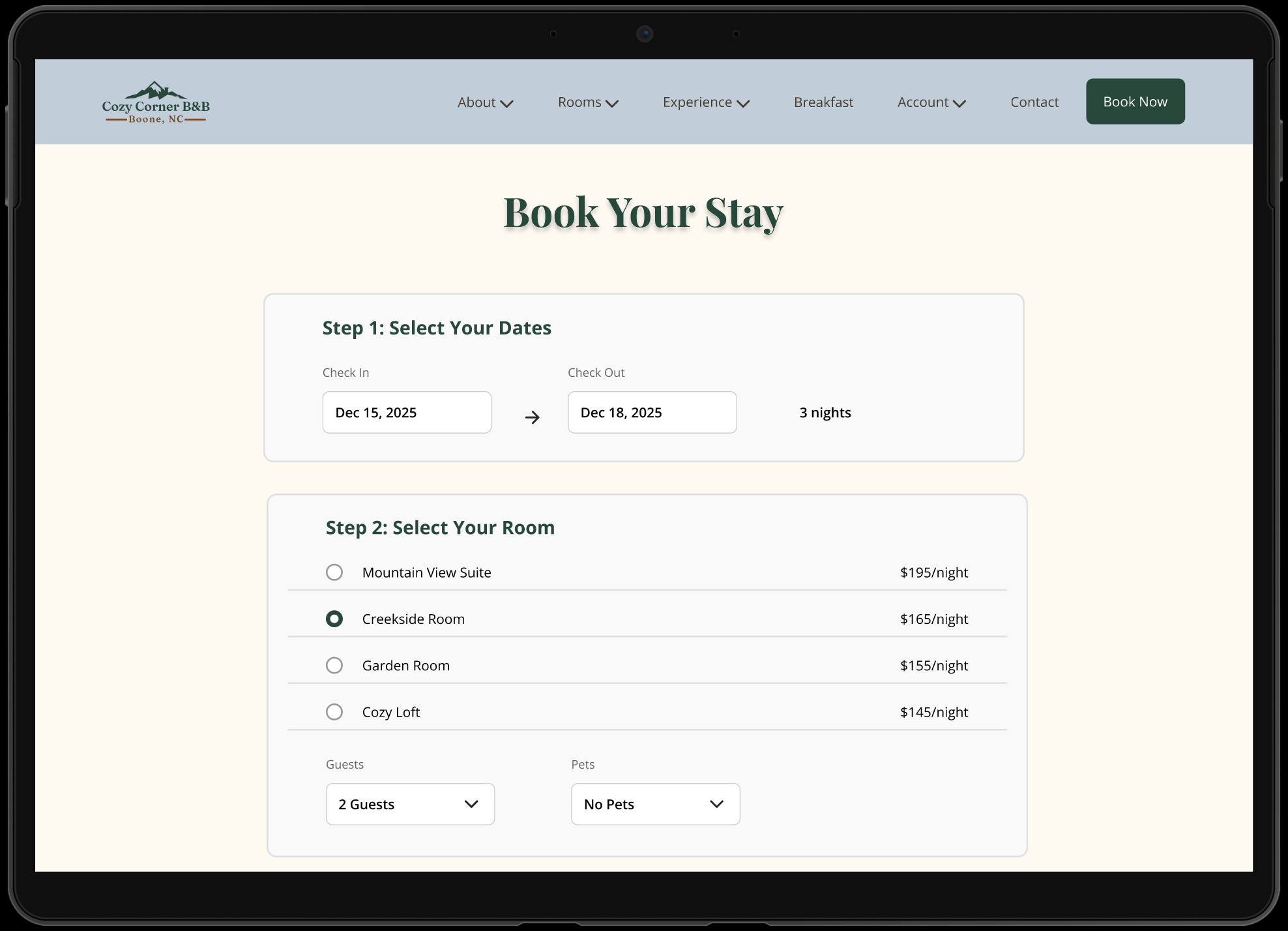 Booking